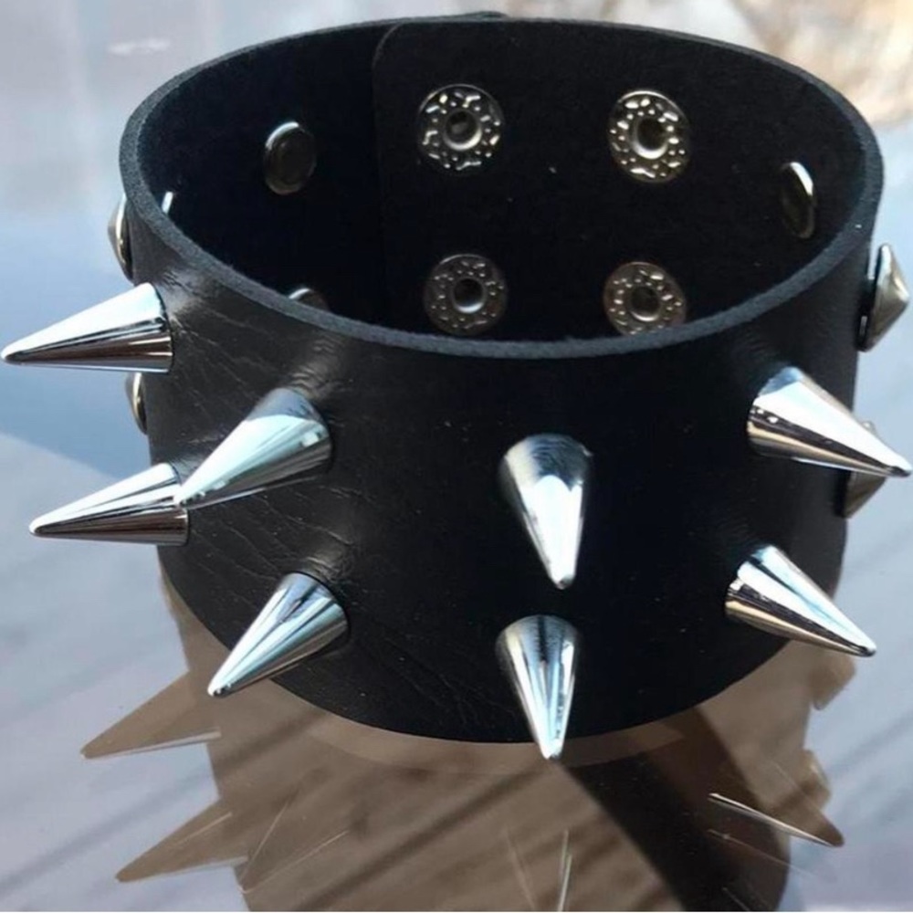 Black and Silver Spiked Bracelet